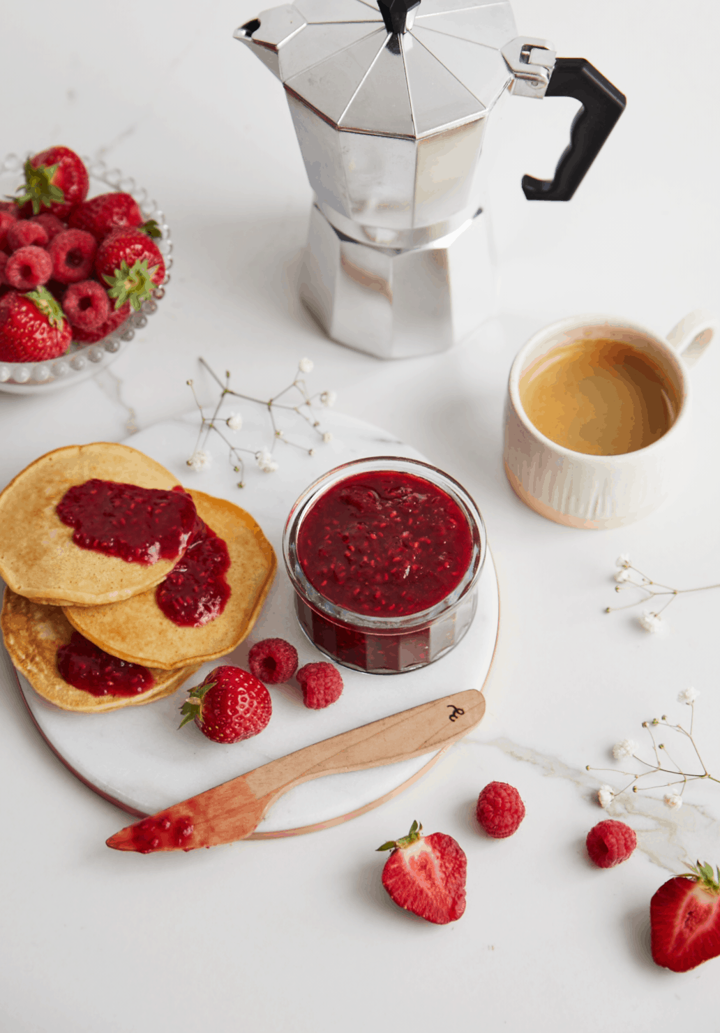 Confiture de fraises & de framboises à l’érable